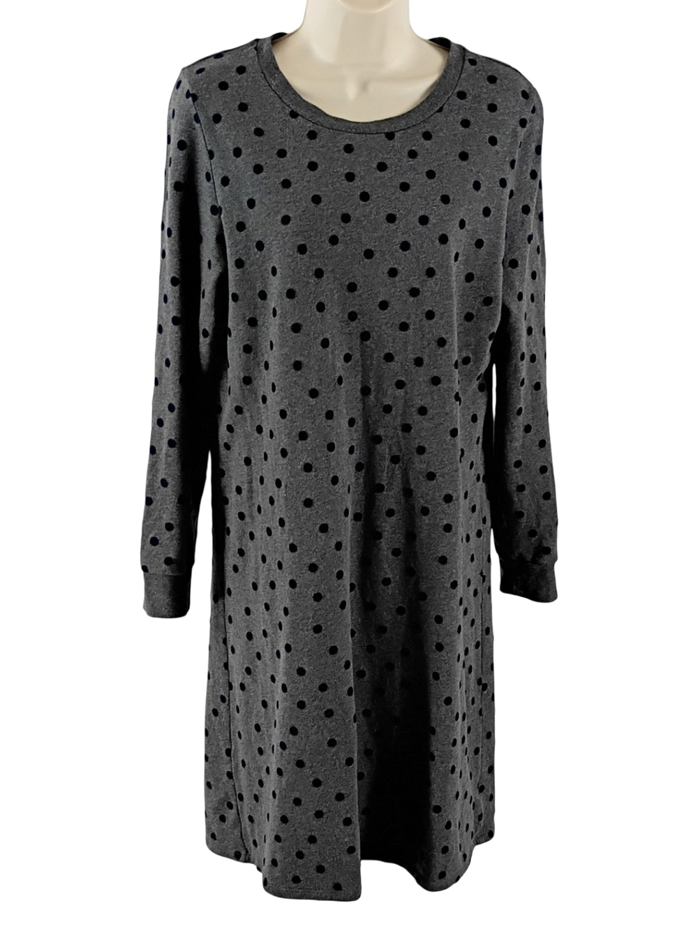 Boden Gray Long Sleeve Polka Dot Knit Dress